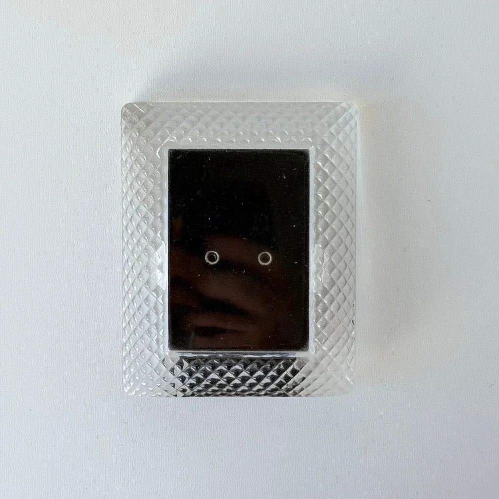 Vintage Glass Crystal Picture Frame Miniature 2x3 Desktop 80s 90s Cottagecore